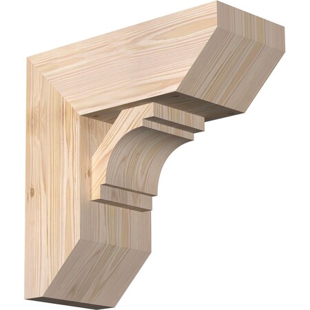 Ekena Millwork Merced Slat Smooth Bracket w/ Offset Brace, Douglas Fir, 7 1/2"W x 18"D x 18"H BKT0806X18X18MRC06SDF
